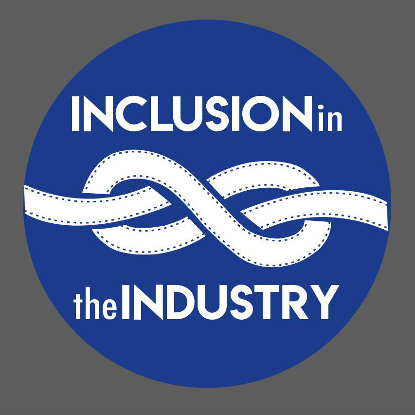 Inclusion in the Industry text with ribbon made from video film