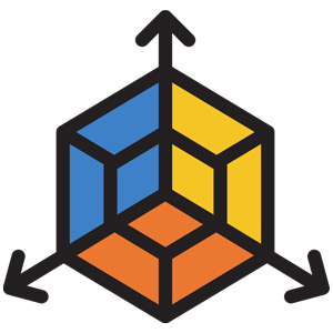 abstract tri color cube like logo